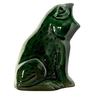 Vintage Green Frog Ceramic Water Spike Oddity Pottery Garden Stake Figurine